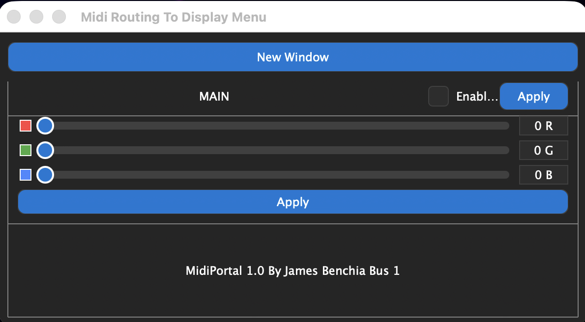 MIDI Portal routing to display menu